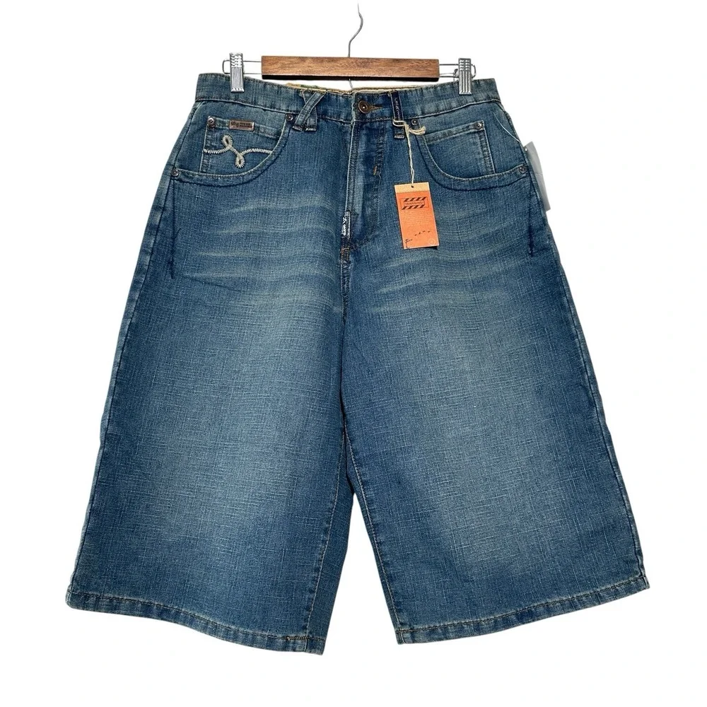 LRG Lifted Research Group Make Jeans Not War Jean Shorts Embroidered NWT‎ 32